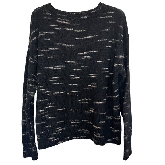 Max Studio Black Marled Knit Long Sleeve Pullover Sweater - Picture 3 of 8